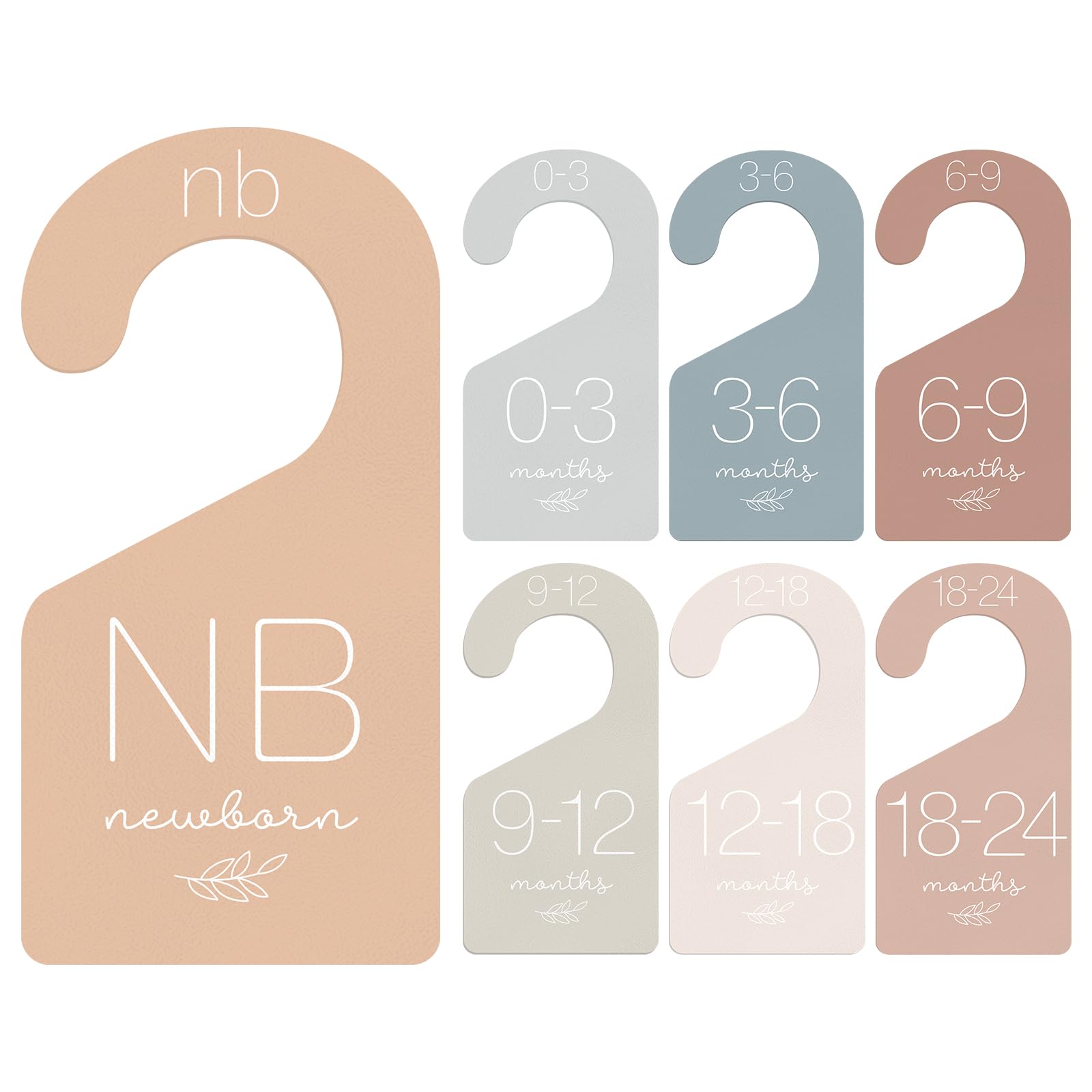 Whaline 7Pcs Baby Closet Size Dividers Boho Colors Acrylic Hanger Clothes Organizers Newborn to 24 Month Thicken Infant Wardrobe