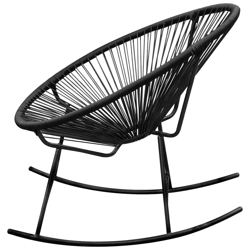 vidaXL Rocking Chair All Weather Resistant Patio Rocker Chair Black Poly Rattan