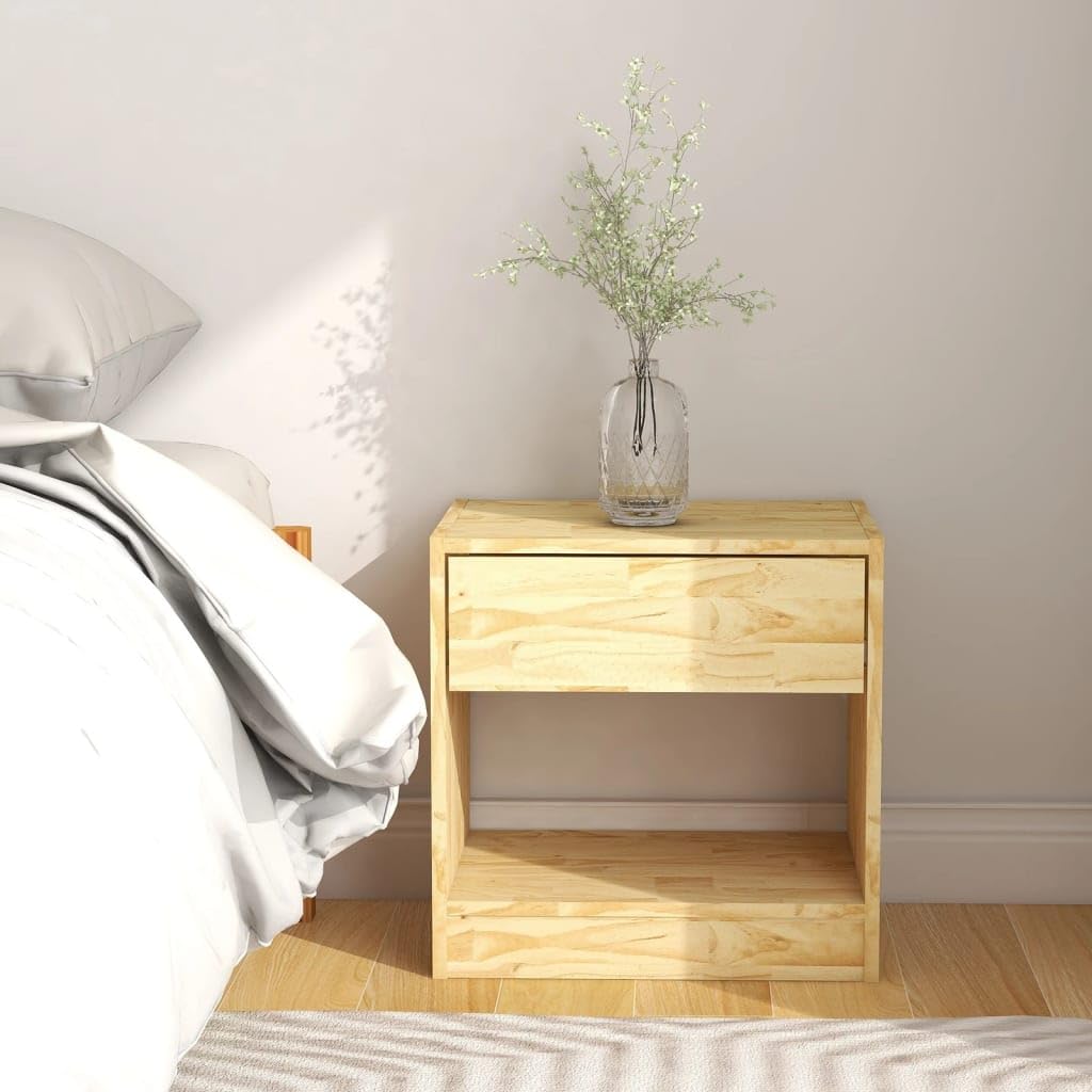 vidaXL Bedside Cabinet 15.7&quot;x12.2&quot;x15.7&quot; Solid Wood Pine