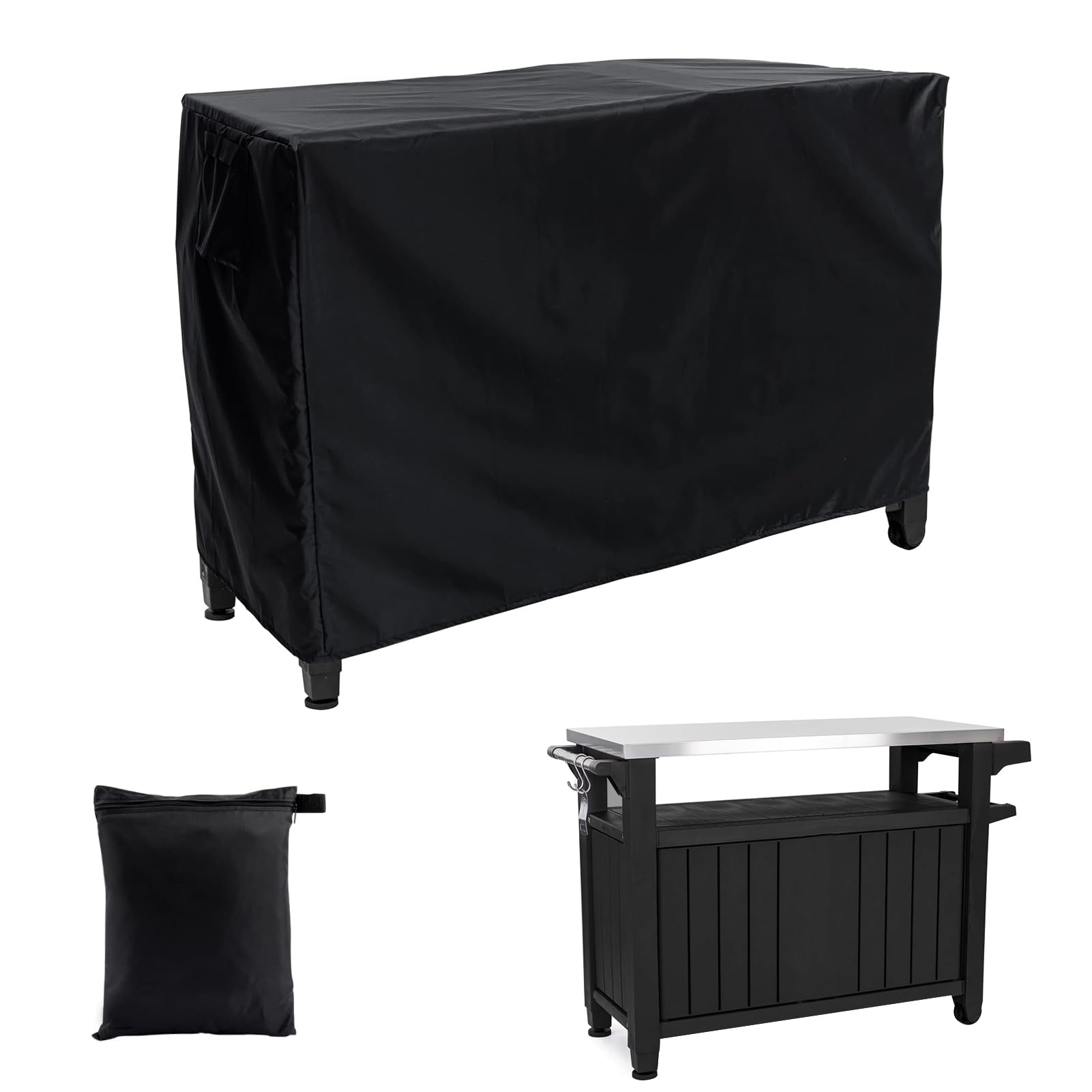 Pamase Outdoor Dining Cart Cover - 54 * 23 * 35In Prep Table Covers For Keter Unity Xl Portable Cabinet Bar, Heavy Duty Waterpro