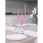 Candwax 12 Inch Taper Candles Set Of 12 - Dripless And Smokeless Candle Unscented - Slow Burning Candle Sticks - Pink Candles