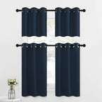 Nicetown Blackout Curtains Tiers 24 Inch - Thermal Insulated Window Treatment Drapes For Cafe/Dining Room/Kitchen Thanksgiving Decoration, 2 Panels, 42W By 24L.2 Inches Header, Navy