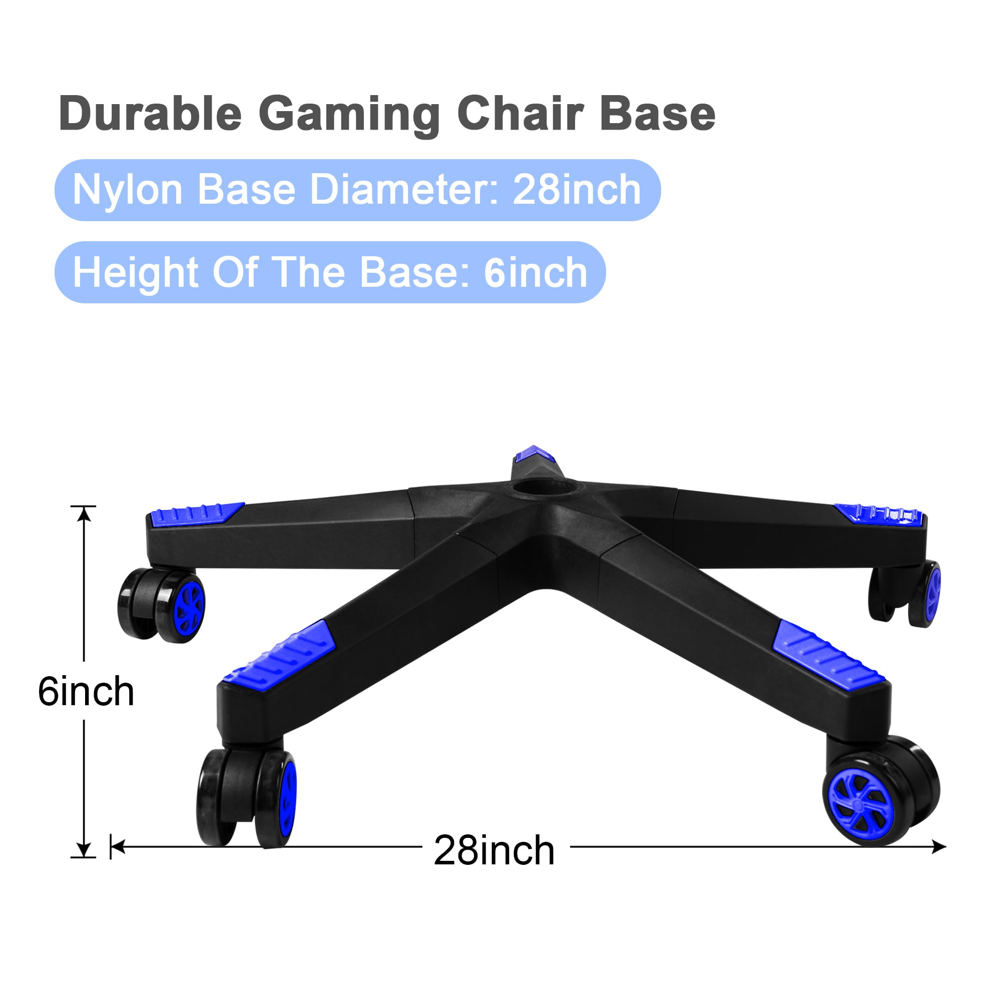Frassie 28 Inch Heavy Duty Nylon Gaming Office Chair Base Replacement Part With 5 Casters