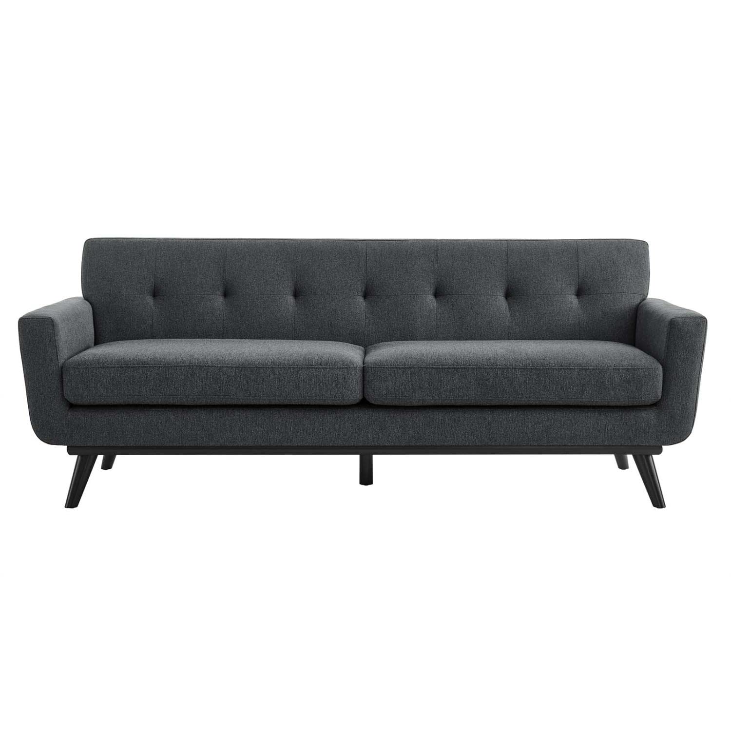 Modway Engage Herringbone Fabric Sofa, Charcoal