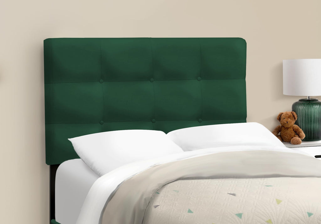 Monarch Specialties I 5917T Bed, Twin Size, Upholstered, Bedroom, Frame Only, Youth, Teen, Juvenile, Green Velvet