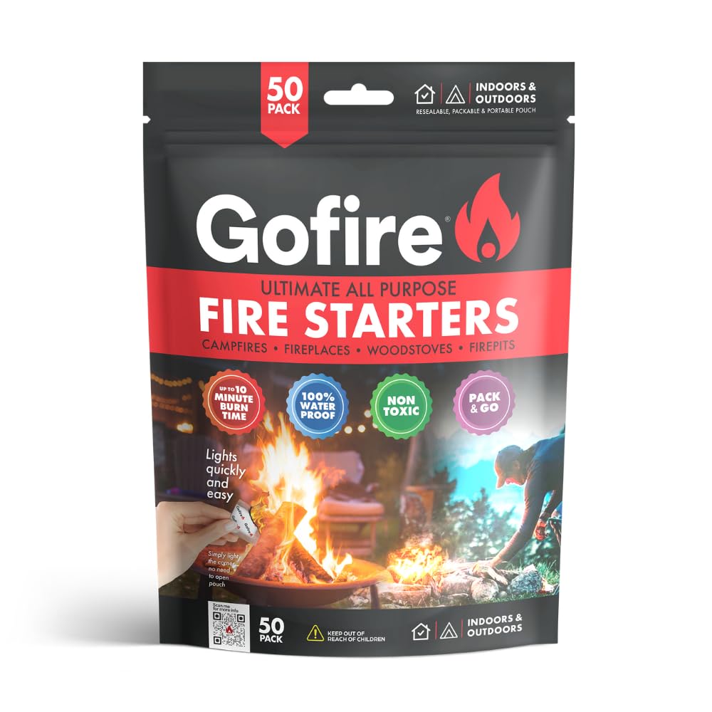 GOFIRE Travel Fire Starter for Camping, Hiking, Backpacking | Uses: Grill, Campfire, Fireplace, Wood Stove | All Purpose, Portab