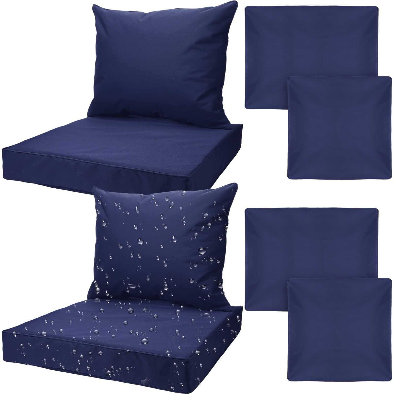 Mindsoft 2 Sets Waterproof Couch Cushion Slipcovers Backrest Outdoor Stretch Cushion Covers With Zipper(24 X 20, 24 X 24 X 4 Inc