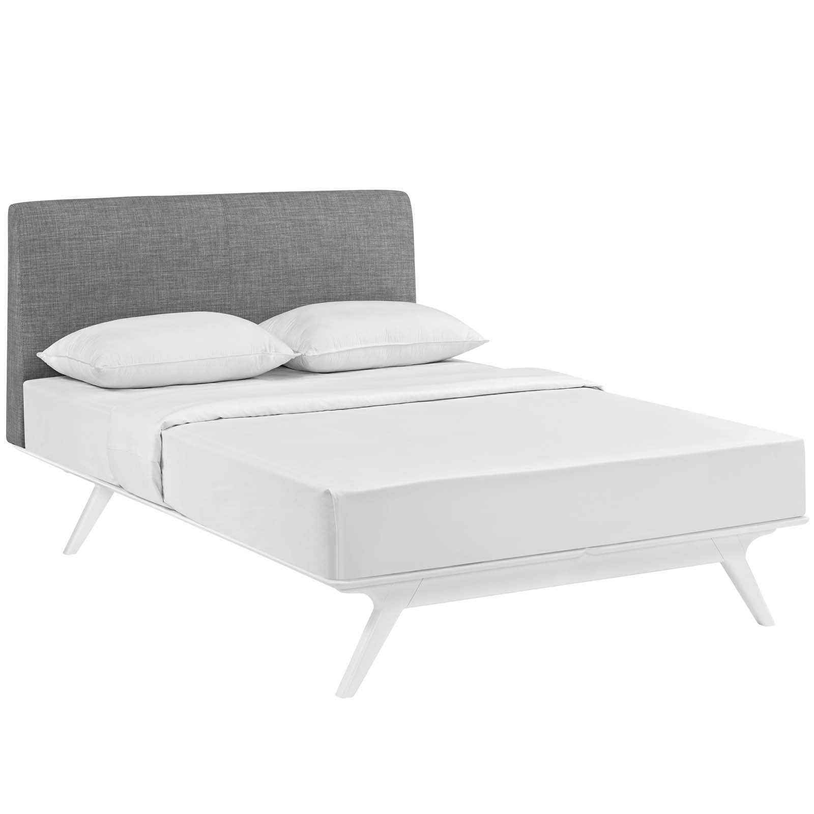 Modway Mod-5765-Whi-Gry Mid-Century Modern Wood Platform Bed, Full, White Gray