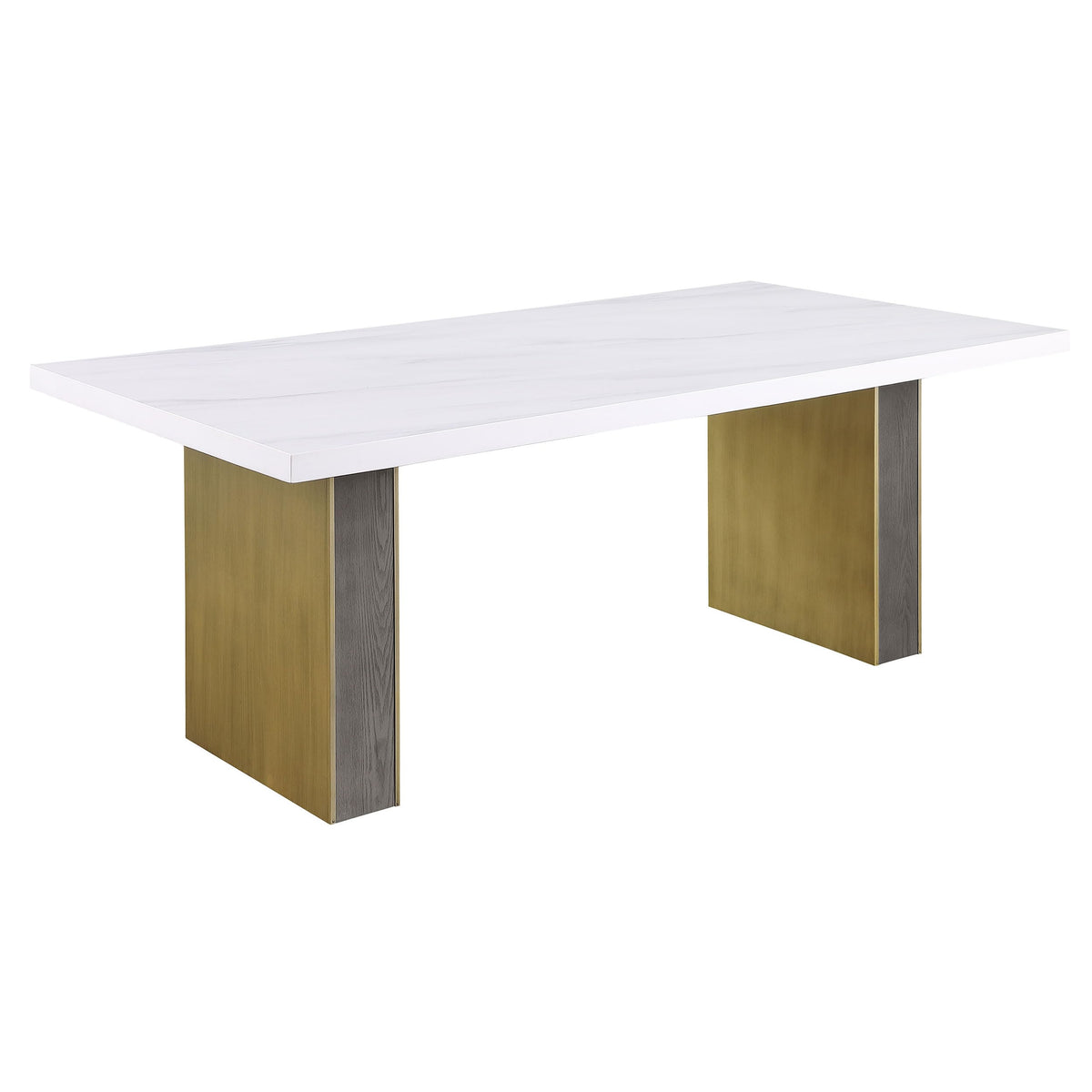 Coaster Home Furnishings Carla Rectangular Dining Table with Cultured Carrara Marble Top White and Gold