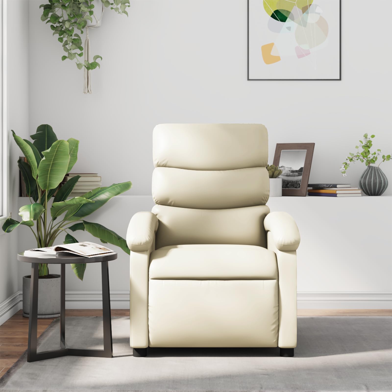 vidaXL Reclining Armchair, Seat with Armrest Back, Television Lounge Chair, Office Chair, Synthetic Leather Cream