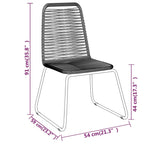 vidaXL Black Patio Dining Set - 7 Piece Garden Dinner Set with Rattan Chairs and Glass Tabletop - Durable Powder-Coated Steel Frames - Perfect for Outdoor Dining and Entertainment