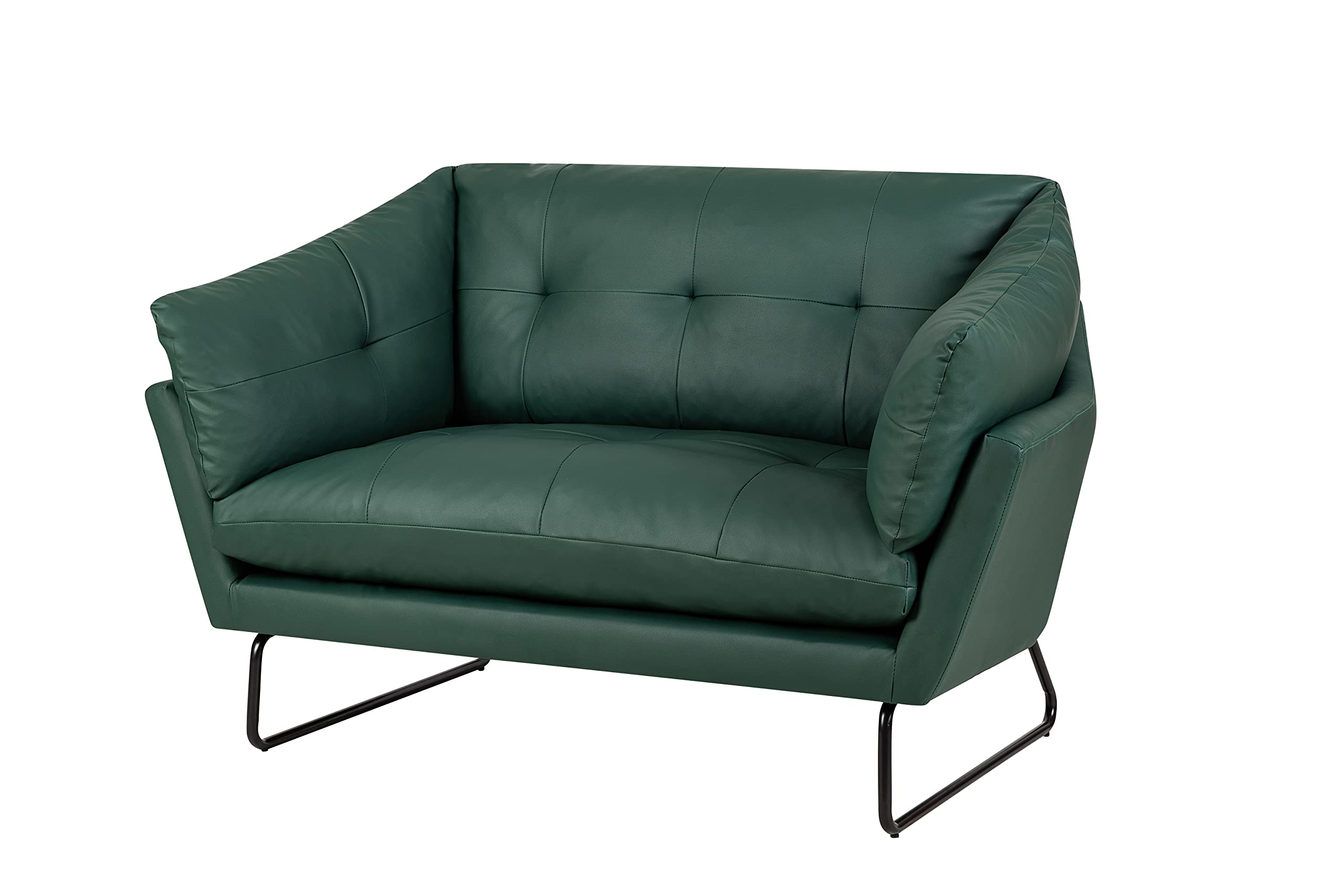 Lilola Home Karla Green PU Leather Contemporary Loveseat and Ottoman