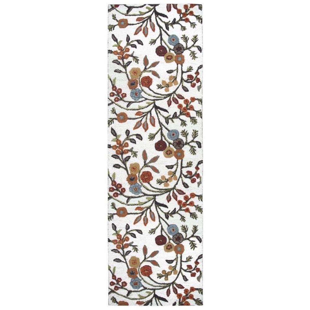 Rizzy Home Alora Decor Charming 2'6" X 10' Floral Ivory/Gray/Rust/Blue Hand-Tufted Area Rug