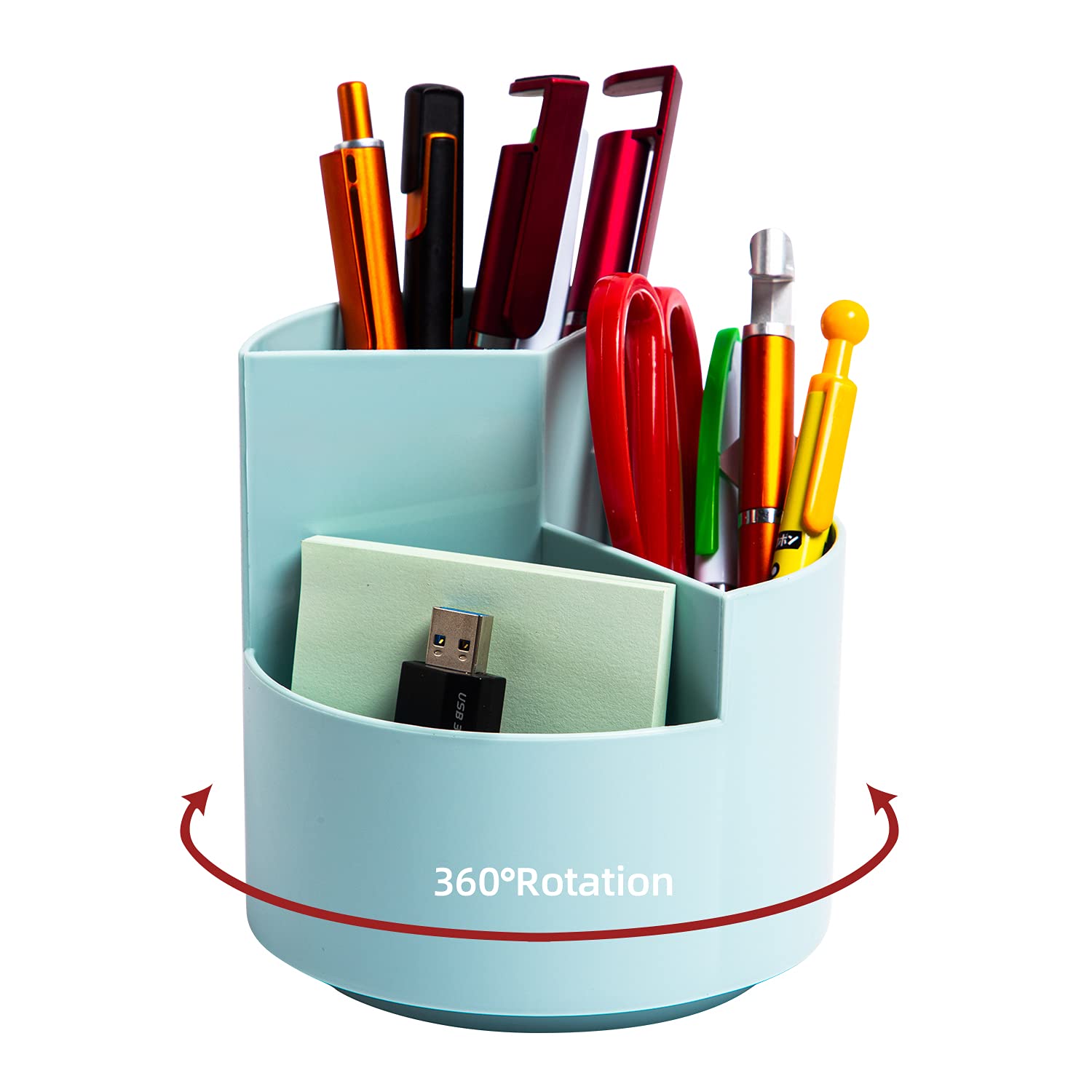 Edenms Desk Pencil Pen Holder, 3 Slots 360-Degree Spinning Pencil Pen Desk Organizers, Desktop Storage Pen Organizers Stationery