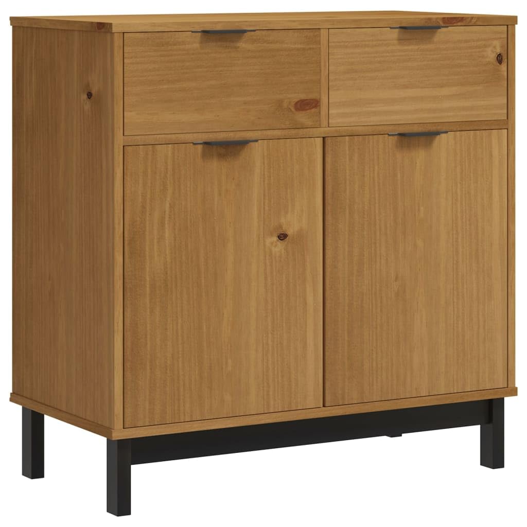 vidaXL Sideboard FLAM - Solid Pine Wood Storage Cabinet with Ample Space and Decorative Display - Oak Color - 31.5x15.7x31.5 - Assembly Required