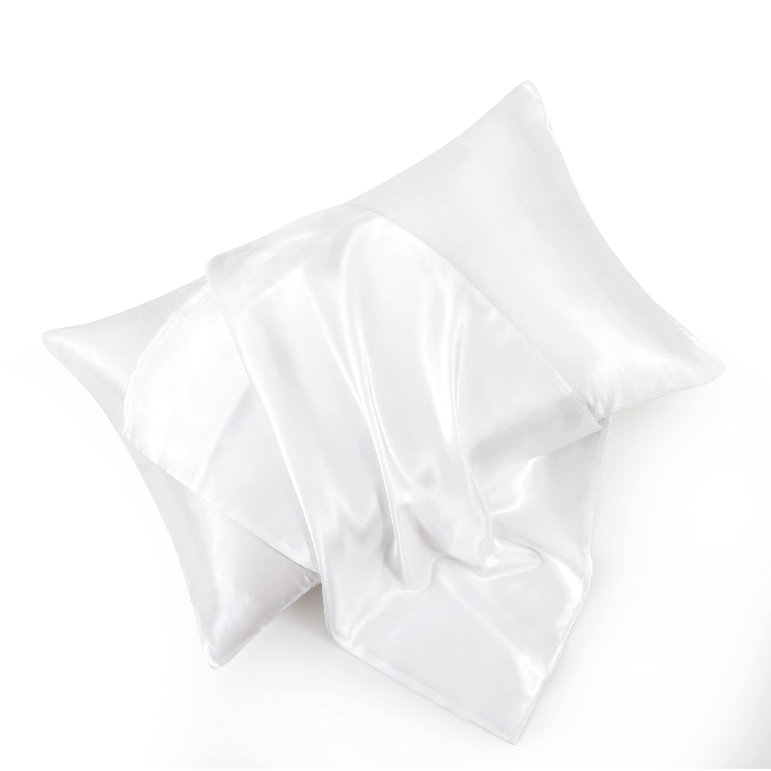 Hommxjf King Size Satin Pillowcase Set Of 2 With Envelope Closure,White Silk Pillowcase For Hair And Skin (20X36)