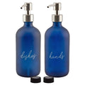Cornucopia Brands 16oz Hands Dishes Pump Bottles (Blue, Set of 2); Frosted Blue Pump Dispensers for Kitchen and Home