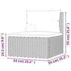 vidaXL Black Patio Middle Sofa - Weather-Resistant Poly Rattan Material, Robust Steel Frame, Modular Design, Comfortable Seat and Back Cushions