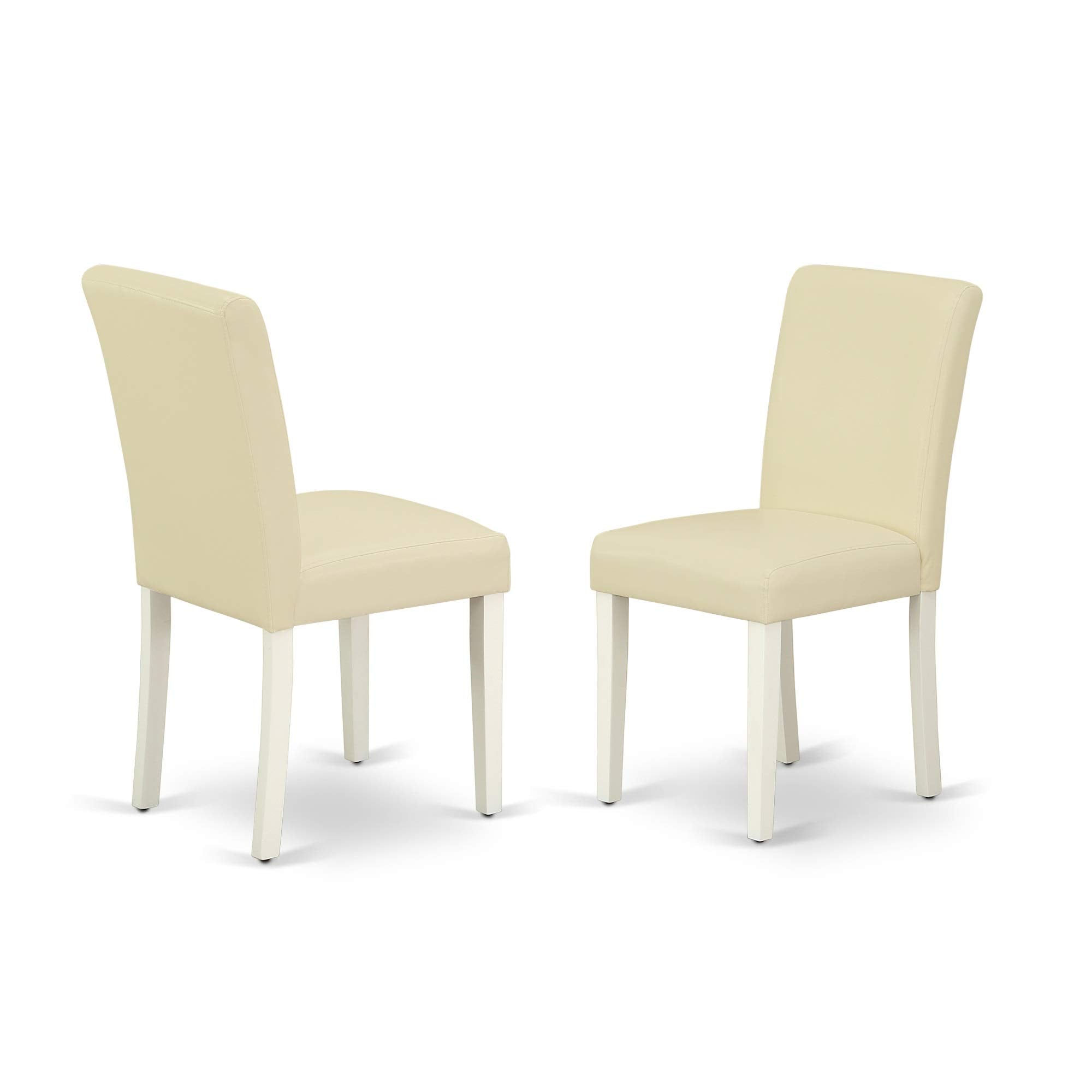 East West Furniture V-Style 7 Piece Kitchen Set Consist Of A Rectangle Table With V-Legs And 6 White Faux Leather Parson Dining Chairs, 40X72 Inch, Multi-Color