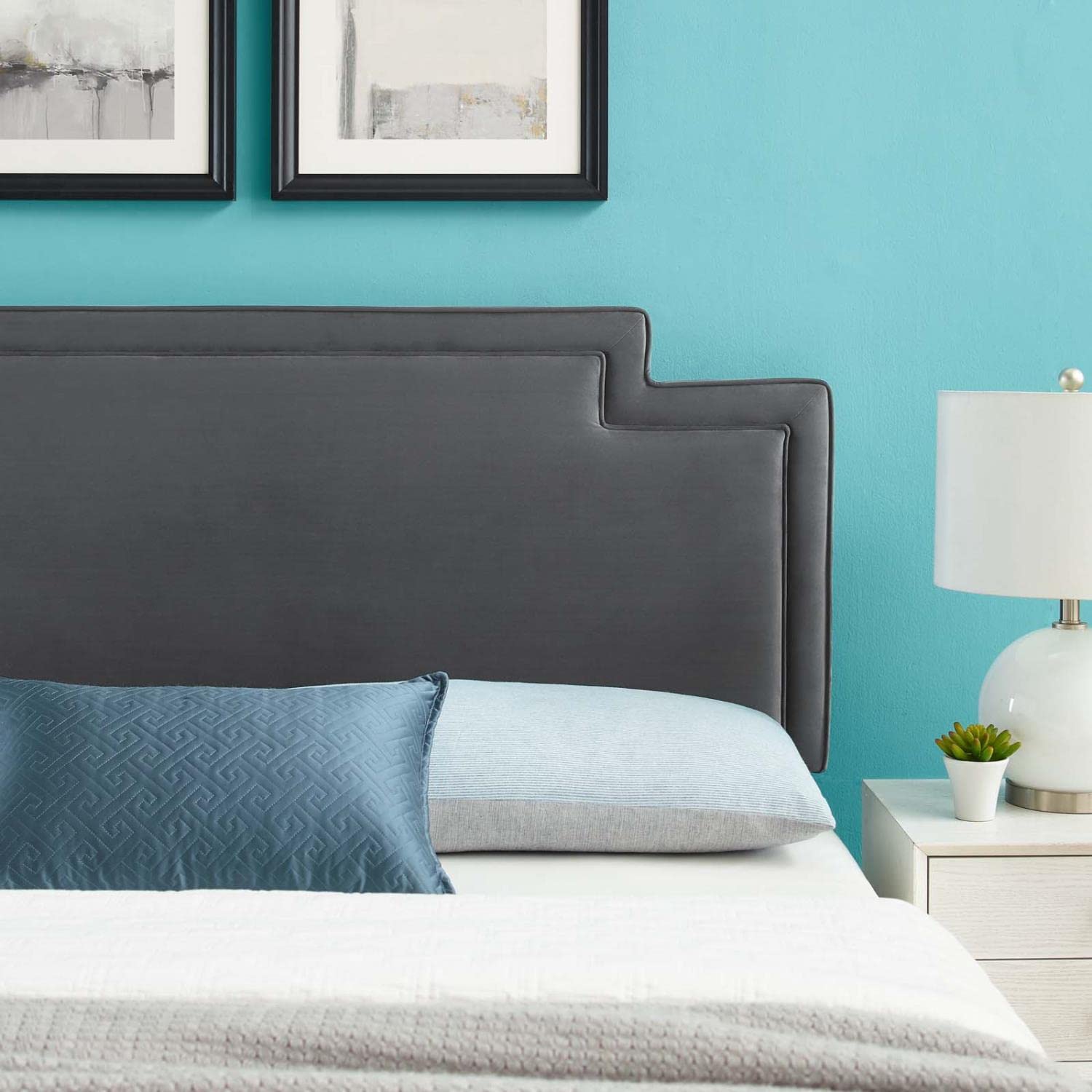 Modway Transfix Performance Velvet King/California King Headboard In Charcoal