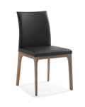 Whiteline Modern Living Stella Dining Chair with Faux Leather Seat and Back and Grey Oak Veneer Legs, Set of 2, Black/Walnut