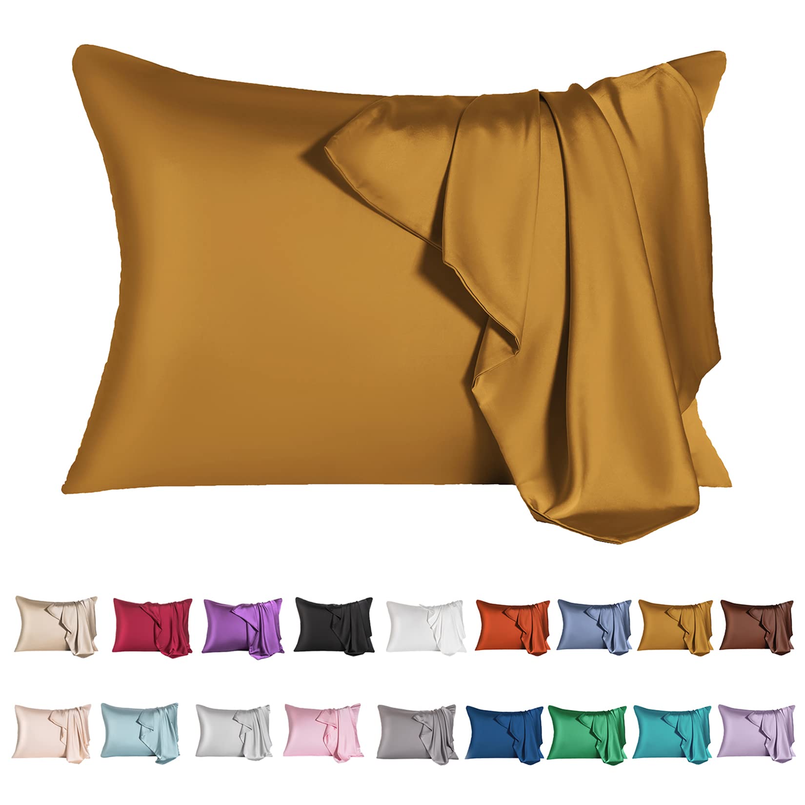 Siyuan Mulberry Silk Pillowcase For Hair And Skin, Standard Size Cooling Silk Pillow Case With Hidden Zipper, Allergen Proof Dua