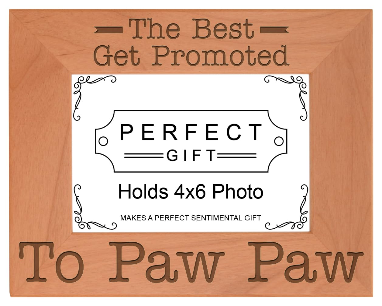 ThisWear Gift for Grandpa Best Get Promoted to Paw Paw Natural Wood Engraved 4x6 Landscape Picture Frame Wood