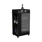 Lansing Bar Cart With Glass Door, 2-Side Shelves And Casters, Black