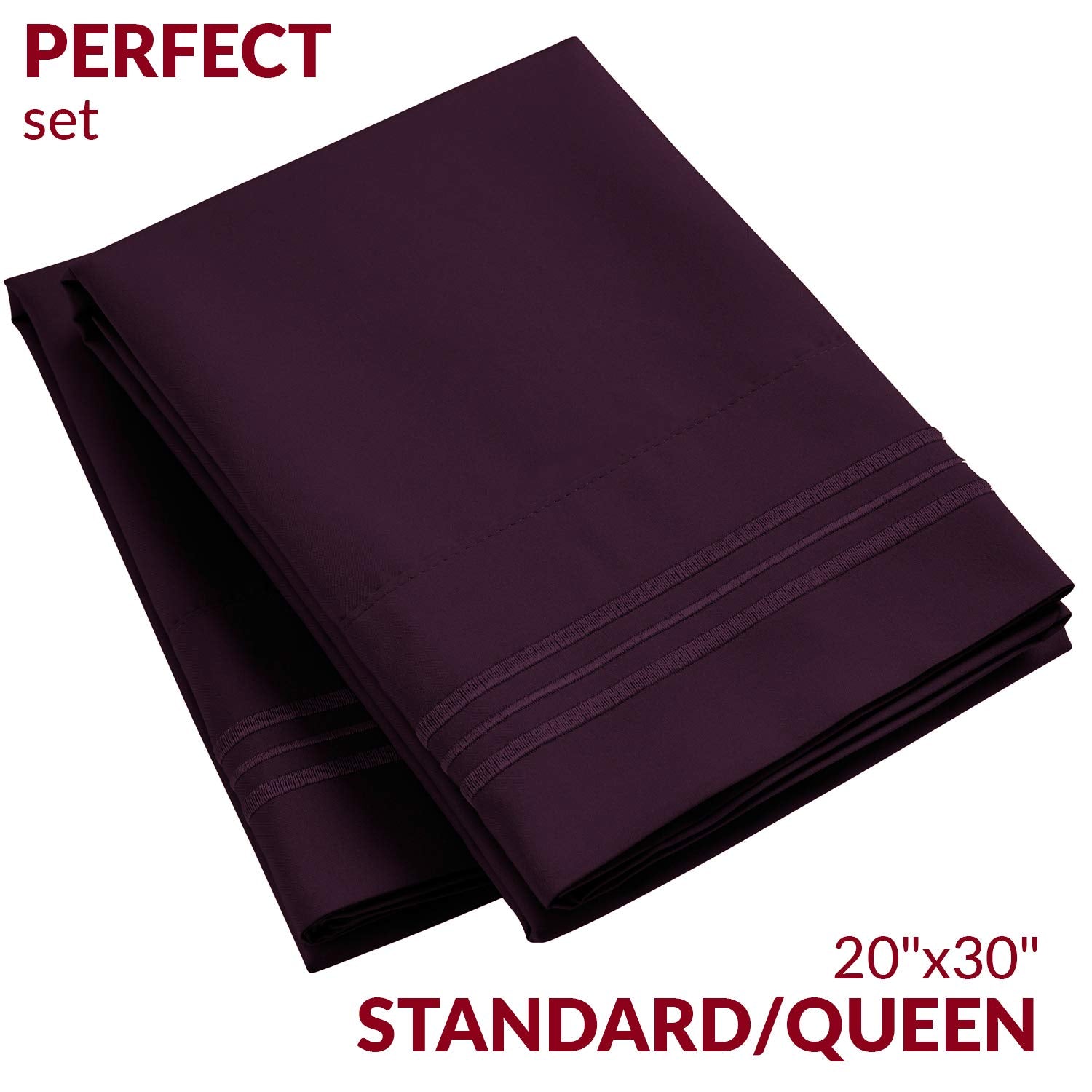 Mellanni Pillow Cases Standard Size Set Of 2 - Pillow Covers - Hotel Luxury Bedding Sheets & Cooling Pillowcases - Wrinkle, Fade, Stain Resistant (Set Of 2 Standard/Queen Size 20'X30', Purple)