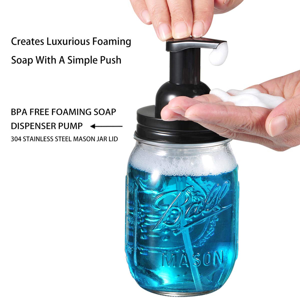 Komashr Mason Jar Bathroom Accessories Set(4Pcs)- Jars Not Included - Foaming Soap Dispenser,Toothbrush Holder, And Apothecary S