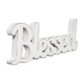 Sintosin Rustic White Wooden Blessed Sign for Tabletop 15', Wall Hanging Farmhouse Blessed Signs for Home Decor, Handmade Thank