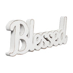 Sintosin Rustic White Wooden Blessed Sign for Tabletop 15', Wall Hanging Farmhouse Blessed Signs for Home Decor, Handmade Thank