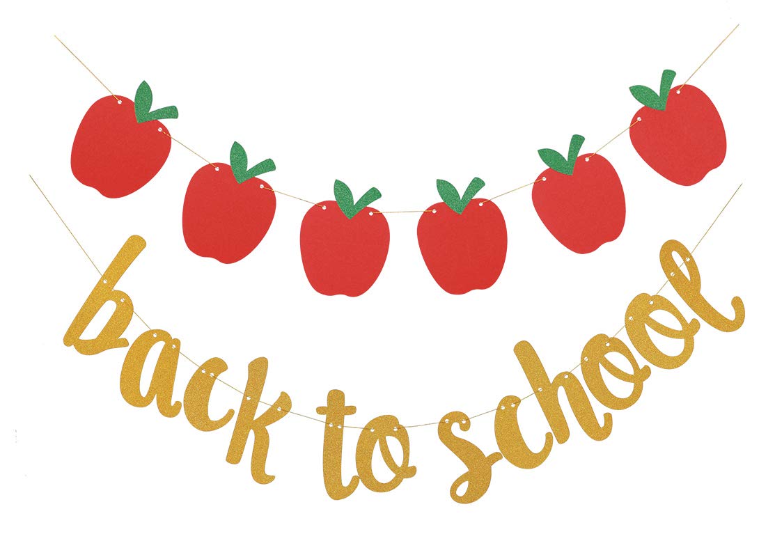 Topfunyy Back To School Glitter Banner First Day Of School Garland For Classroom Decor Schoolyard Teacher Office School Party Su