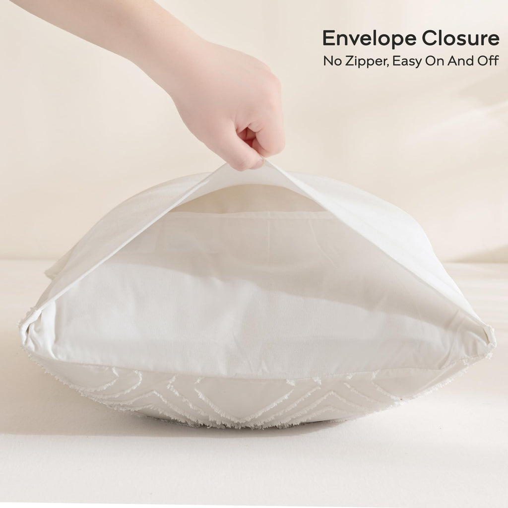 Jellymoni 1 Pack White Body Pillowcase, Soft Microfiber Grid Tufted Pillow Covers With Envelope Closure (Pillows Are Not Include