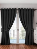 Home Sizzler 1 Piece 100% Blackout Eyelet Polyester Long Window Curtain, 5Ft, Black