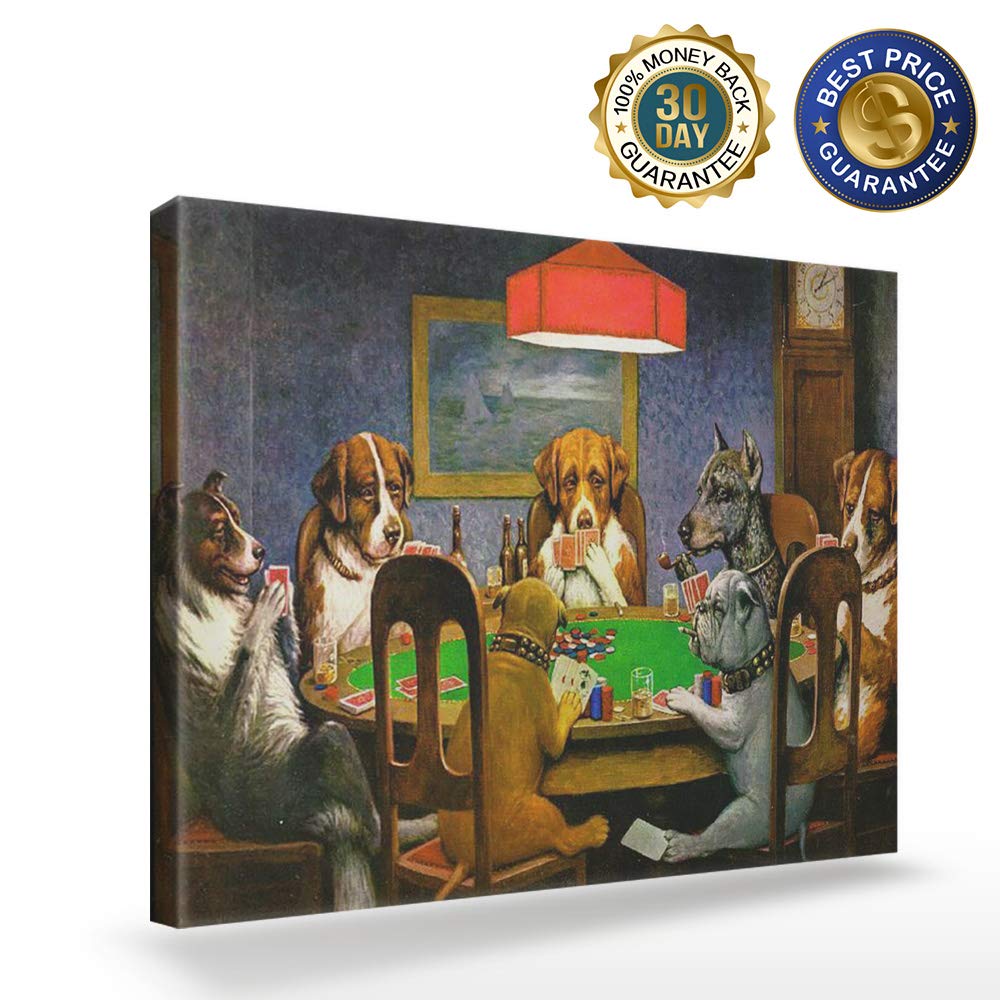 Canvas Print Wall Art - Pokers Dogs Dogs Playing Cards - Wall Decor Modern Artwork Paintings Pictures For Living Room Stretched