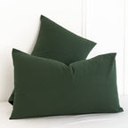 Moomee Bedding Pillowcases Pack Of 2 100% Washed Cotton Linen Like Textured Breathable Durable Soft Comfy (Forest Green, Standar