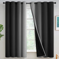 Yakamok 100% Blackout Curtains 63 inches Long,Room Darkening Black Curtains Ombre for Bedroom Grommet Thermal Insulated Gradient