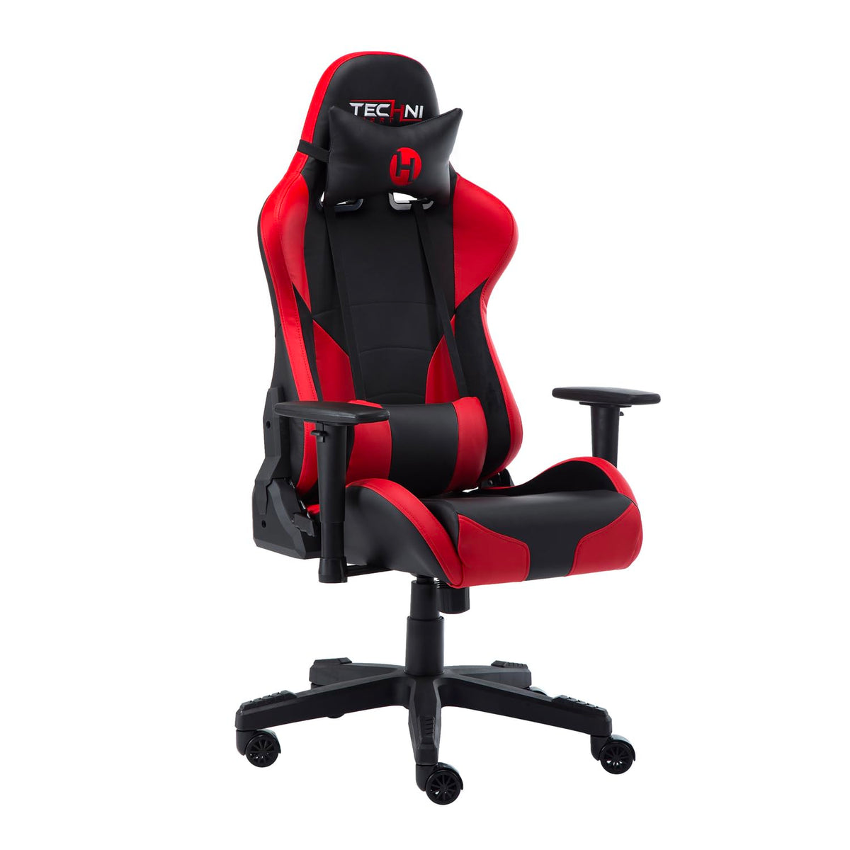 Techni Sport Pc Gaming Chair With Foam Seat And Padded Arms, Reclining Office Chair With Height And Tilt Adjustable, Red