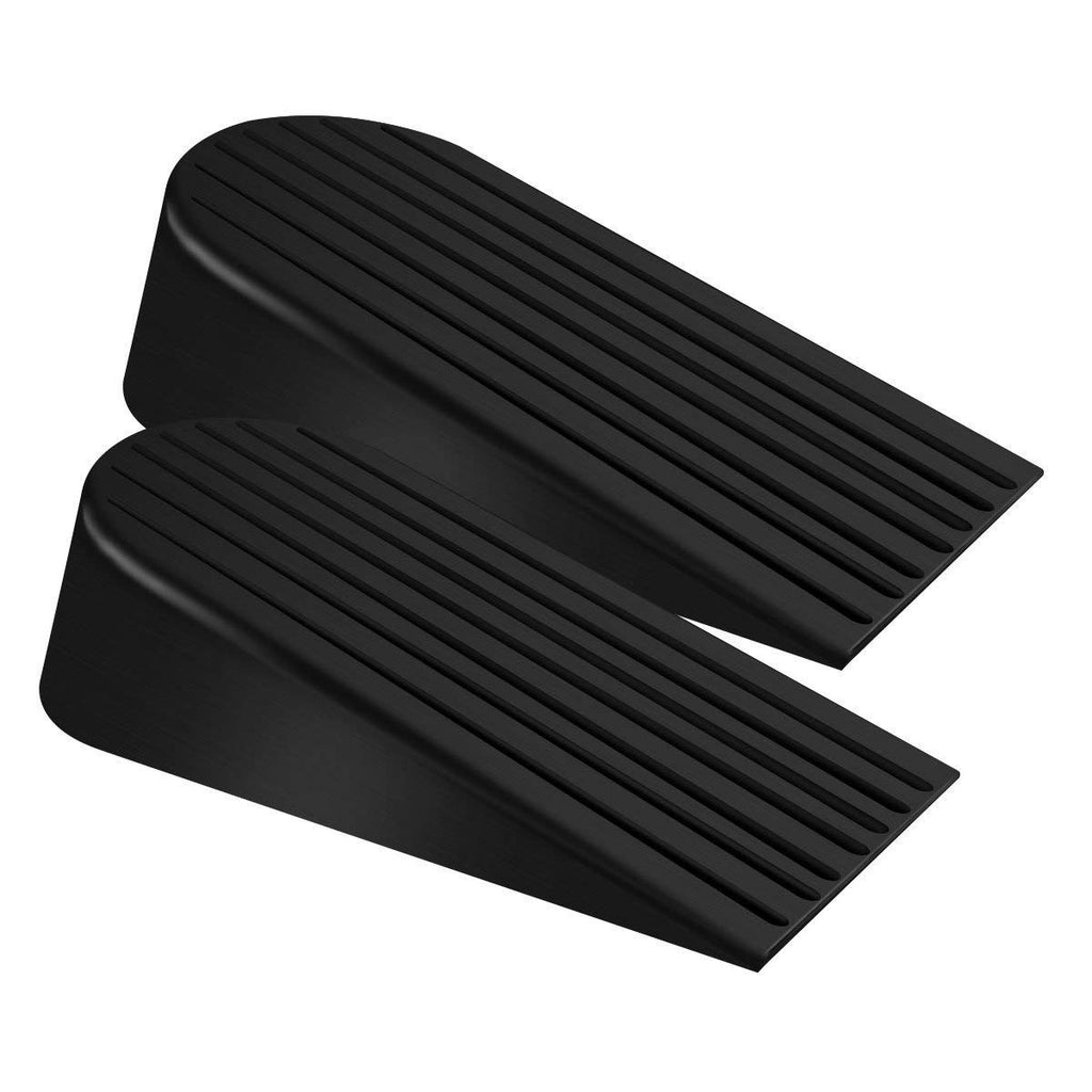 Big Door Stopper 2 Packs Heavy Duty Wedge Rubber Door Stop Works On All Floor Surfaces Height Up To 1.9 Inches Non-Scratching Do