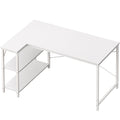 Huuger L Shaped Desk, 47 Inches Computer Desk With Reversible Storage Shelves, Gaming Desk, Corner Desk Home Office Desks, Writing Desk Study Desk With Metal Frame, White, 7966Wc