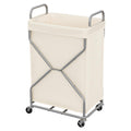 StorageWorks Laundry Basket, Rolling Hamper with Removable Bag, Beige, 120L