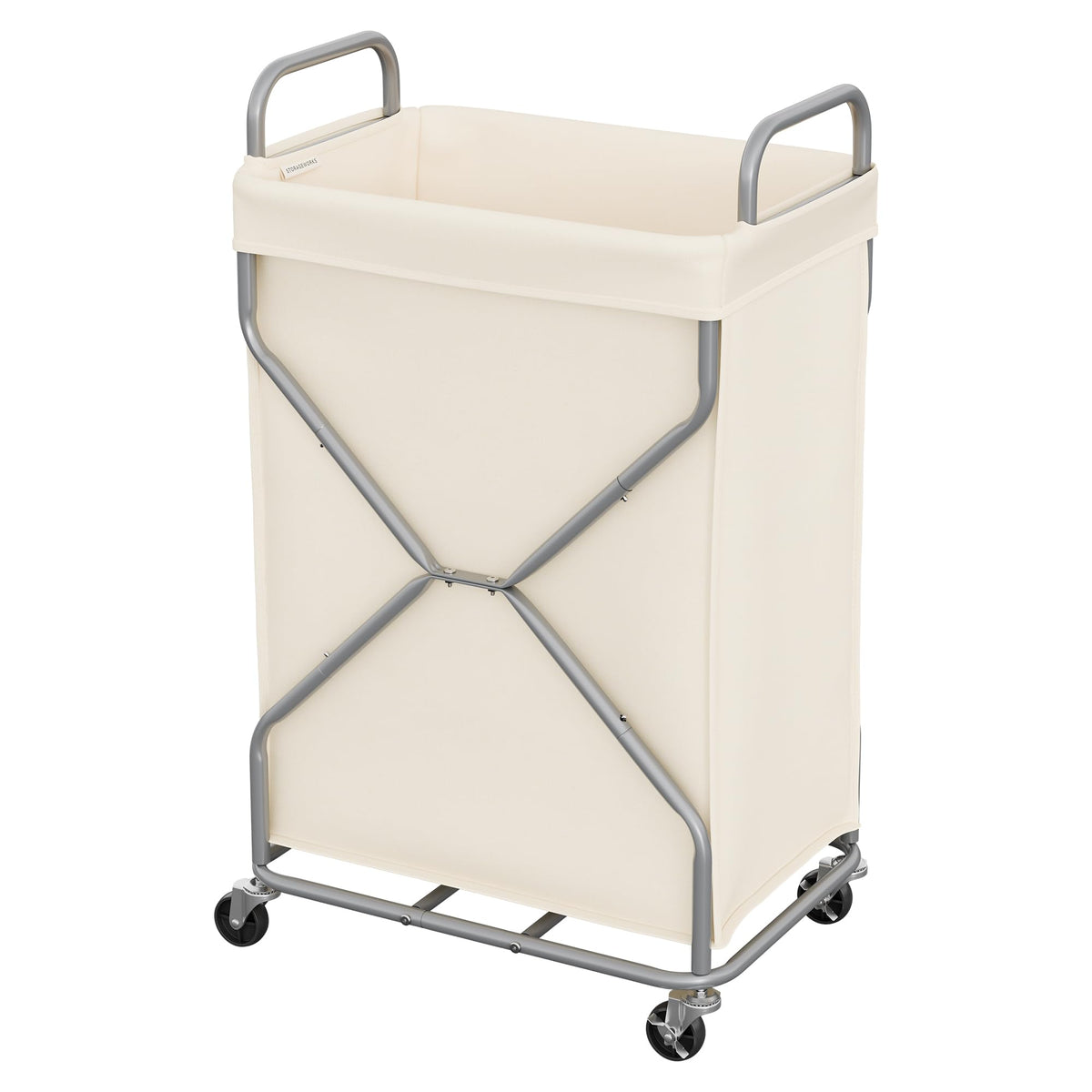 StorageWorks Laundry Basket, Rolling Hamper with Removable Bag, Beige, 120L