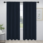Easy-Going Rod Pocket Blackout Curtains For Bedroom, Room Darkening Window Curtains For Living Room, Thermal Insulated Noise Reduction Solid Window Drapes, 2 Panels(42X84 In, Navy)