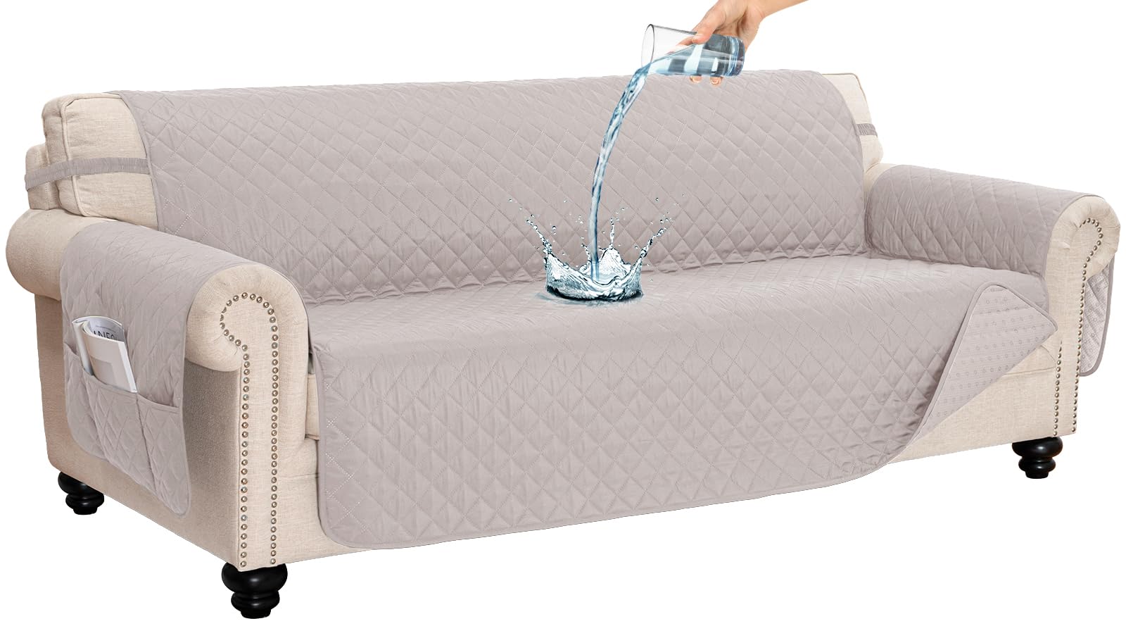 Capaloca 100% Waterproof Couch Covers For Pets Anti Slip Sofa Covers Washable For 3 Cushion Couch Dog Couch Cover Protector Thic