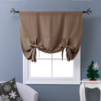 NICETOWN Balloon Shade Blackout Curtain - Thermal Insulated Tie Up Window Blind for Small Window/Bedroom (Cappuccino, Rod Pocket