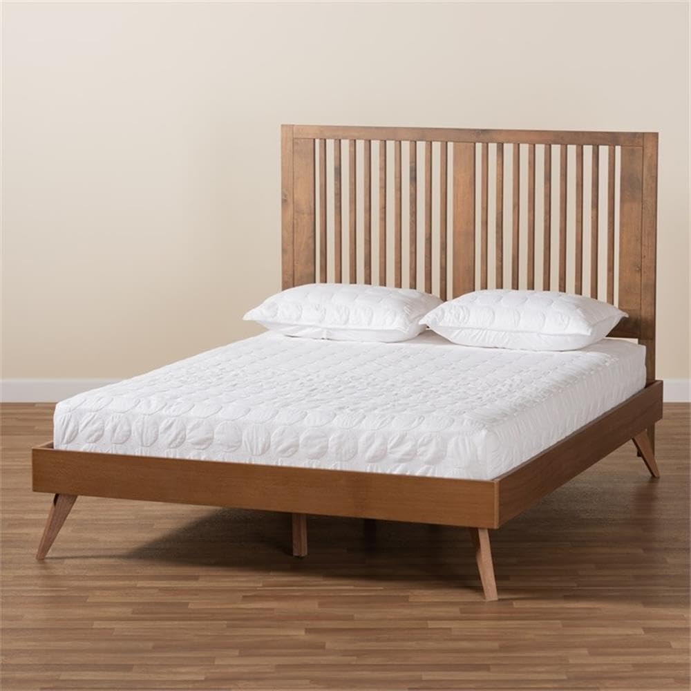 Baxton Studio Toru Mid-Century Modern Ash Walnut Finished Wood King Size Platform Bed