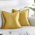 Gigizaza Gold Velvet Decorative Throw Pillow Covers, 18X18 Square Couch Sofa Pillow Covers, Pack Of 2 Square Luxury Cushion Cove