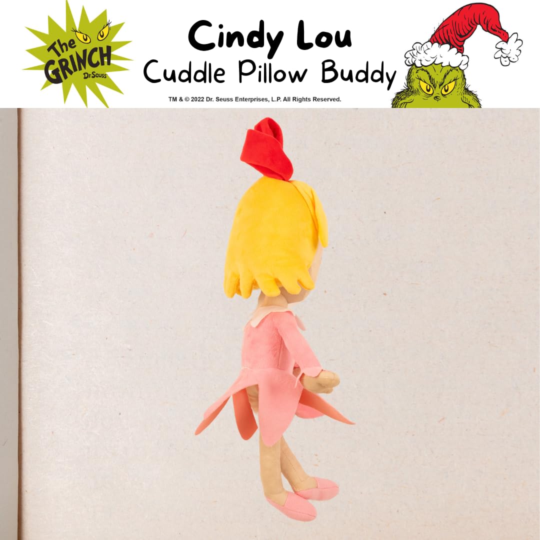 Franco Dr. Seuss The Grinch Cindy Lou Holiday & Christmas Bedding Super Soft Plush Cuddle Pillow Buddy, (Officially Licensed Pro