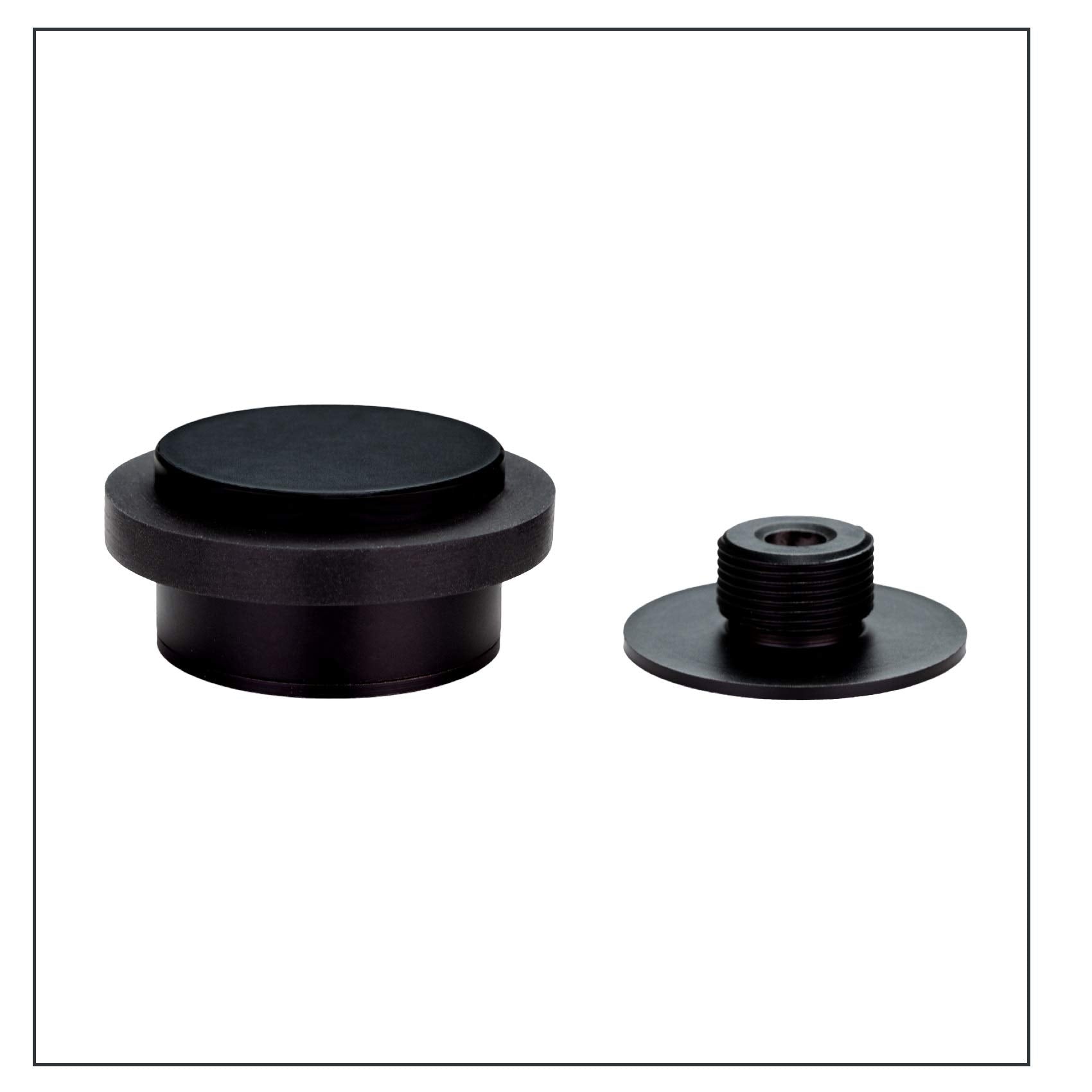 Evi | Adhesive Doorstop | 1.37' X 0.8' | Threaded Base | Black Rubber | Stainless Steel | Black Lacquered | Includes Screw + C